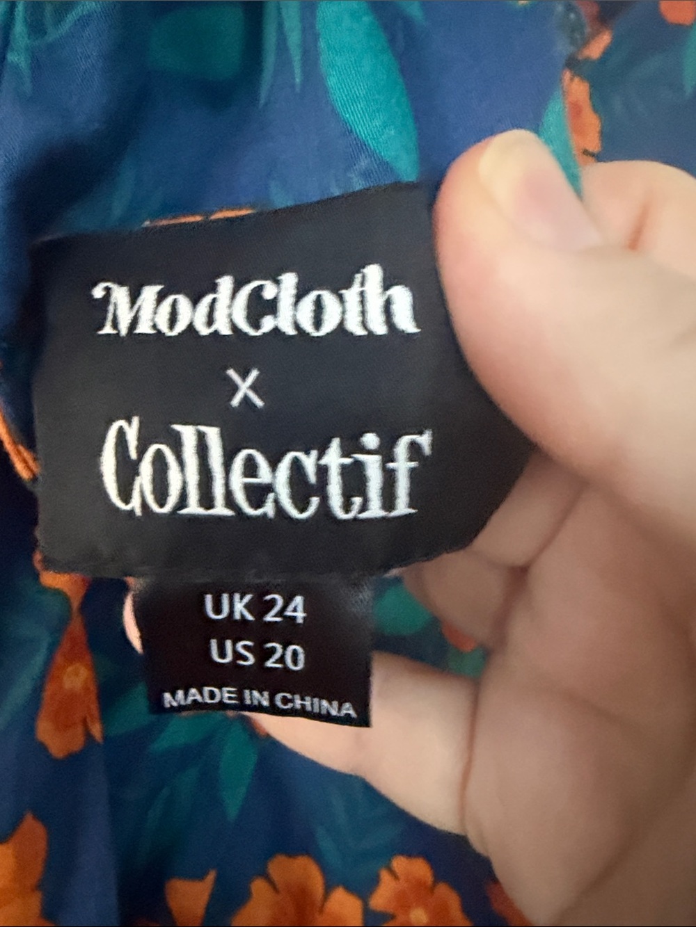 Modcloth Navy Blue Midi Dress with Orange Floral Print - Picture 6 of 11